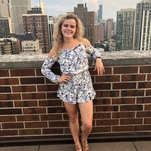 Blue and White Romper